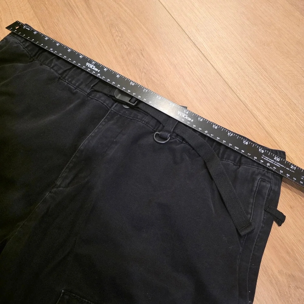H&M Cargo Joggers Mens XXL Black Slim Fit Water Repellent Utility Pants Belted